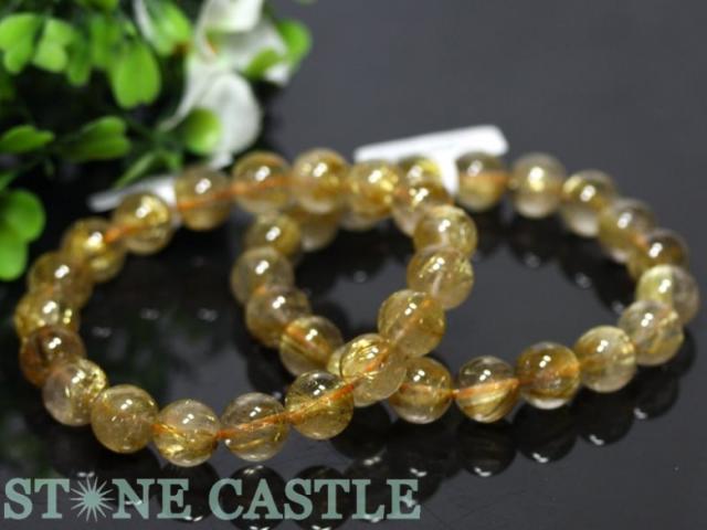 ☆高品質☆【天然石 ブレスレット】ゴールデンルチルクォーツ (3A) (約9.5〜10mm)の通販は 20,650円