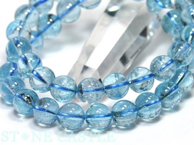 ☆高品質☆【天然石 ブレスレット】ブルートパーズ (5A) (約8〜8.5mm 