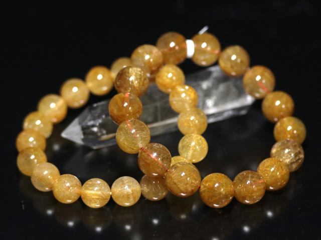☆高品質☆【天然石 ブレスレット】ヴィーナスヘアルチルクォーツ (約13〜13.5mm) (ケース付)