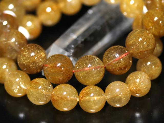 ☆高品質☆【天然石 ブレスレット】ヴィーナスヘアルチルクォーツ (約13〜13.5mm) (ケース付)_1