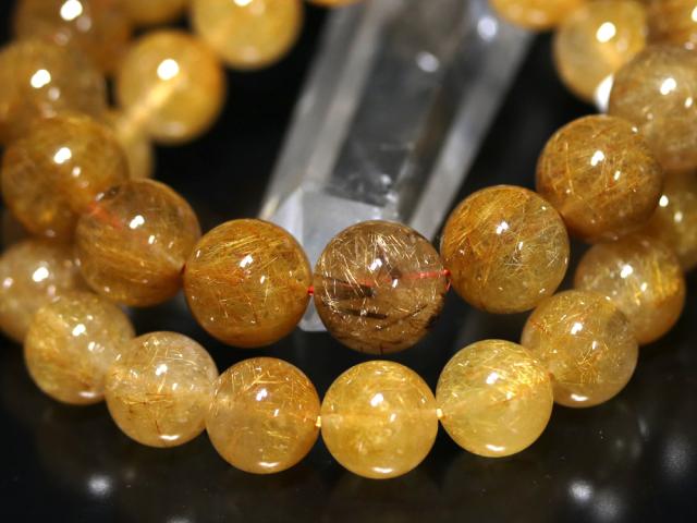 ☆高品質☆【天然石 ブレスレット】ヴィーナスヘアルチルクォーツ (約13〜13.5mm) (ケース付)_2