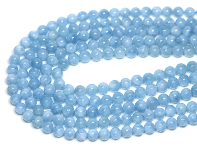 【天然石 丸ビーズ】アクアマリン (5A) 8mm (半連 ブレスレット約1本分) パワーストーンの通販は
