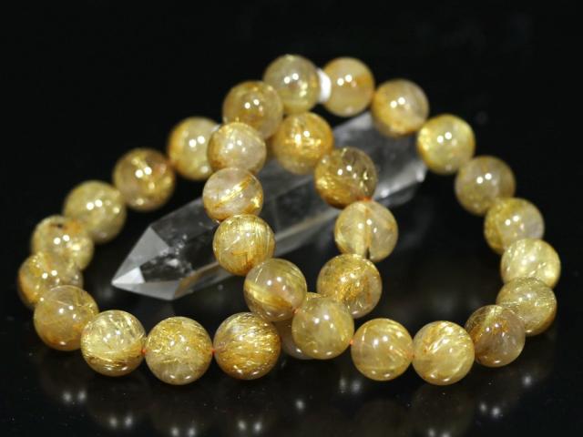 ☆高品質☆【ブレスレット】ゴールデンルチルクォーツ (4A) (約13〜13.5mm) (ケース付) 天然石 パワーストーン