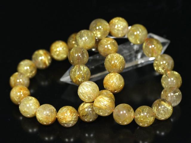 ブレスレット】ゴールデンルチルクォーツ4A 約12〜12.5mm 高品質天然石