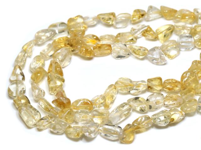 【カットビーズ】天然シトリンクォーツ (2A) タンブル型 約8x10〜14x20mm 天然石 パワーストーン