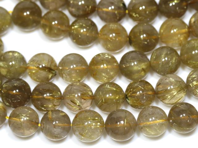 【丸ビーズ】ルチルクォーツ (5A) 12mm (半連 ブレスレット約1本分) パワーストーン_1