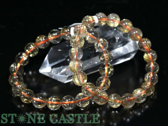 ☆高品質☆【天然石 ブレスレット】極太タイチンルチルクォーツ (6A) (約9.5〜10mm) (ケース付) パワーストーン 母の日 ギフト