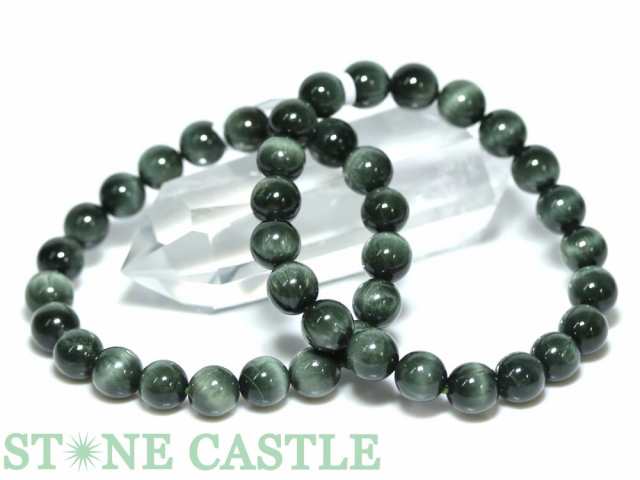 ☆高品質☆【ブレスレット】グリーンルチルキャッツアイ (5A) (約9〜9.5mm) 天然石 パワーストーン