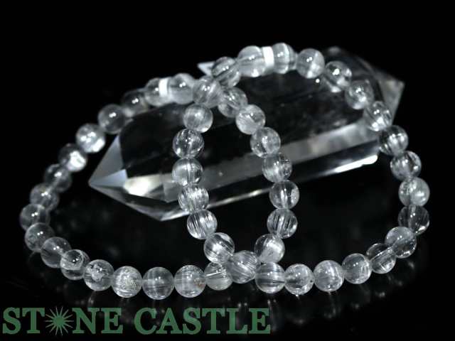 ☆高品質☆【ブレスレット】キャッツアイホワイトトパーズ (6A) (約7〜7.5mm) (鑑別済) (ケース付) 天然石 パワーストーン