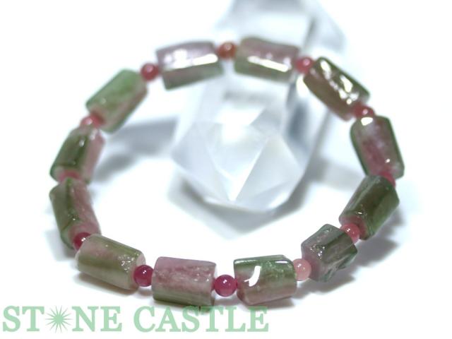 ☆一点物☆【ブレスレット】ウォーターメロントルマリン 筒型 No.10 天然石 パワーストーン