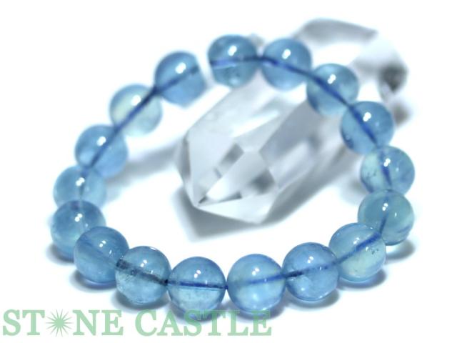 ☆一点物☆【ブレスレット】アクアマリン (7A) (約12〜12.5mm) No.06 (ケース付) 天然石 パワーストーン