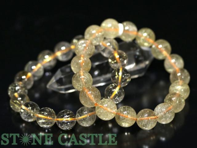 ☆高品質☆【天然石 ブレスレット】ゴールデンルチルクォーツ (3A) (約13〜13.5mm) (ケース付)