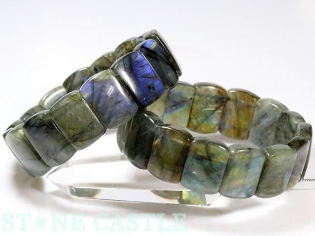 ☆高品質☆【天然石 ブレスレット】ラブラドライト (2A) バングル 約18x13x6mm