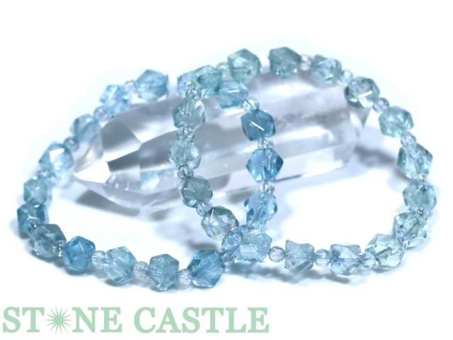 ☆高品質☆【ブレスレット】ブルートパーズ ナゲット型八面カット 約7x7〜8x8mm 天然石 パワーストーン