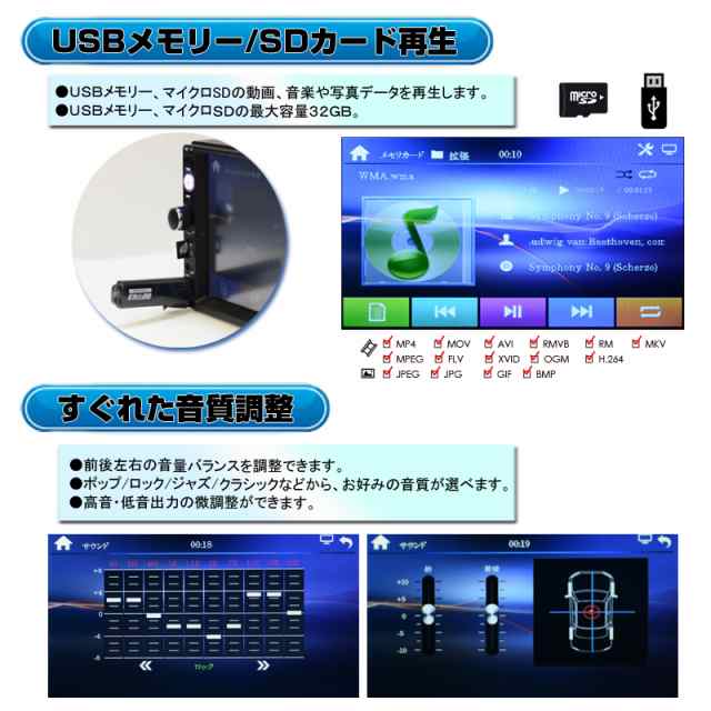 送料無料 2din ７インチプレーヤー カーナビ ラジオ ブルートゥース スマホ Iphoneとリンク Usb Sd 外部入出力 マルチプレーヤーの通販はau Pay マーケット マルコ商店