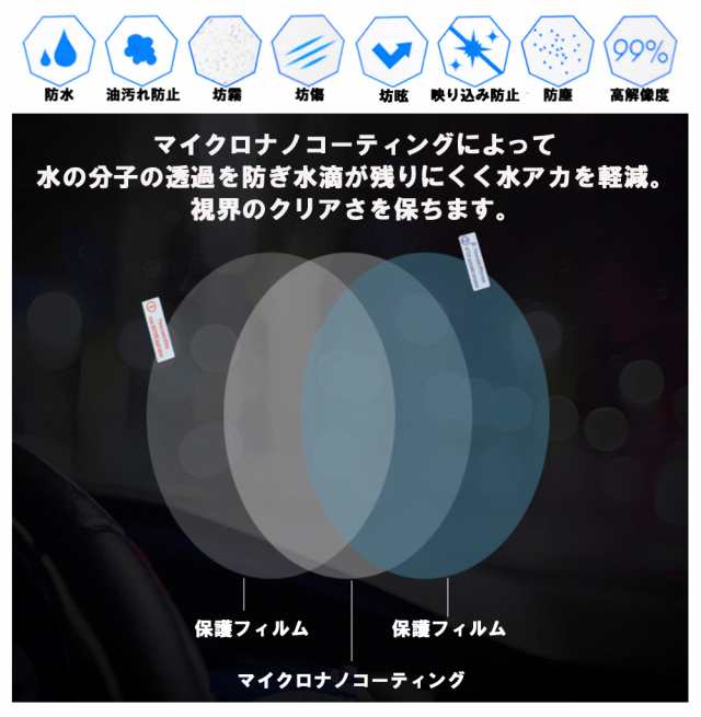 送料無料 バックミラー フィルム 撥水 防水 保護 曇り止め サイドミラー ドアミラー 車 バイク 楕円形 事故防止 B0 の通販はau Pay マーケット マルコ商店