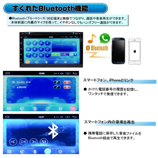 ６９０９ 車載カーナビ　 7インチCPRM対応 Android DVDプレイヤー アンドロイドカーナビ DVD CD SD USB ラジオ Bluetooth 16GBHDD スマートフォンiPhone WIFI無線接続 WOWAUTO 2din 車用ナビ　ブルートゥース内蔵　電話・音楽再生【一年間保証】wowauto_2