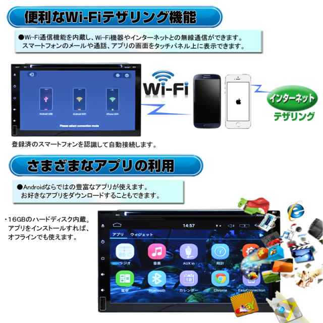 Wowauto ７インチandroid Dvdプレイヤー 地デジcprm対応 アンドロイドカーナビ Dvd Cd Sd Usb Bluetooth Wifiの通販はau Pay マーケット マルコ商店