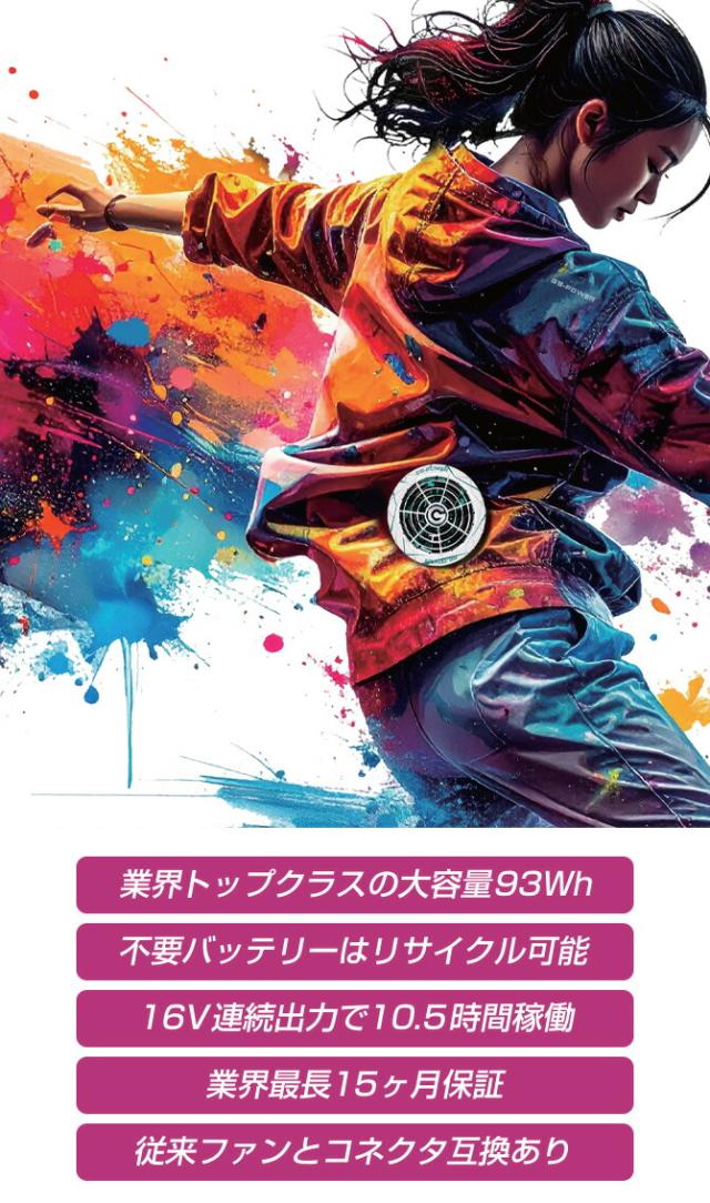 2026年 新型 長信ジャパン GB-POWER 30V バッテリー セット 15ヶ月保証 空調 作業服 GB430 急速充電器付 ファン付き作業着_1