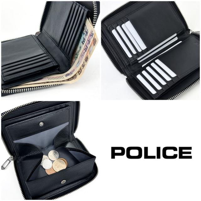 商品レビュー記入で+5%】ポリス 財布 二つ折り メンズ POLICE さいふ