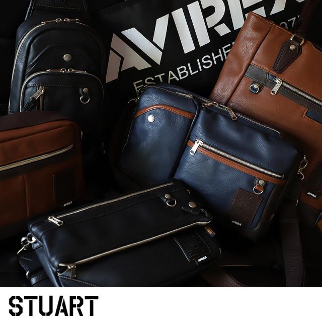 【商品レビュー記入で+5%】アビレックス ショルダーバッグ メンズ AVIREX 斜めがけ かっこいい ブランド 口折れ 2WAY トートショルダー ショルダートート トートバッグ 男女兼用 斜めがけバッグ AX5003 スチュアート STUART アヴィレックス A4 大人 通勤 レディース 人気_1