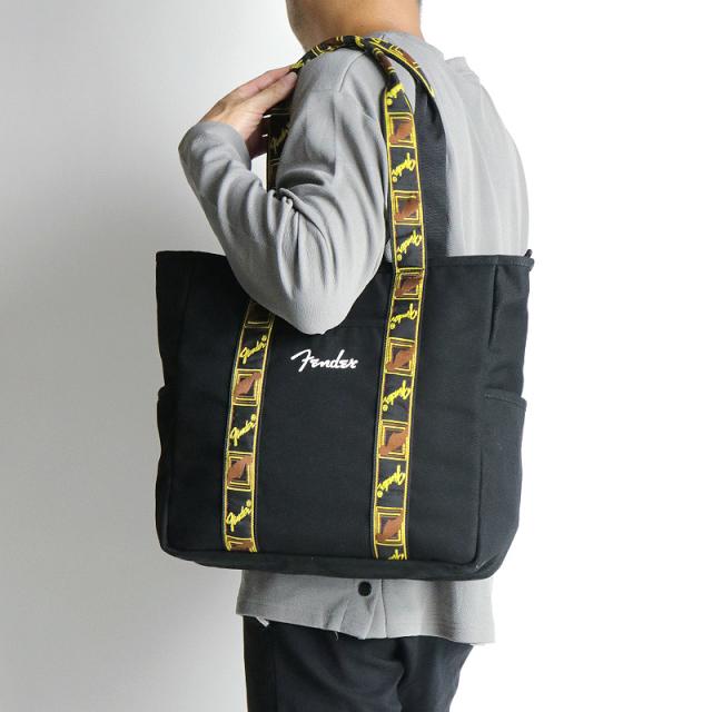 【商品レビュー記入で+5%】フェンダー トートバッグ メンズ 大きめ ファスナー付き Fender 950-6003　肩掛け 軽量 帆布 モノグラムストラップ A4 コットン キャンバス 通勤 通学 旅行 スポーツ レジャー レディース 男女兼用 オシャレ カジュアル 人気の通販は