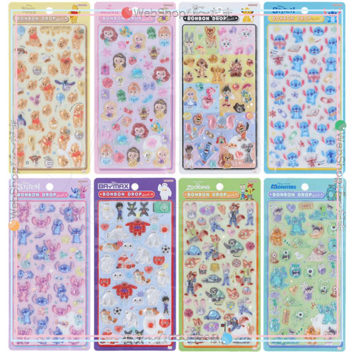 サンスター文具 ボンボンドロップシール ディズニー 第2弾 全8種セット◆新品Sa【即納】