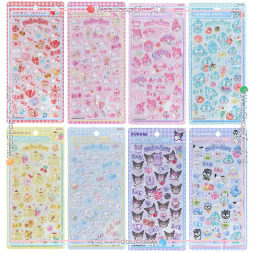 サンスター文具 ボンボンドロップシール サンリオキャラクターズ 第2弾 全8種セット◆新品Ss【即納】