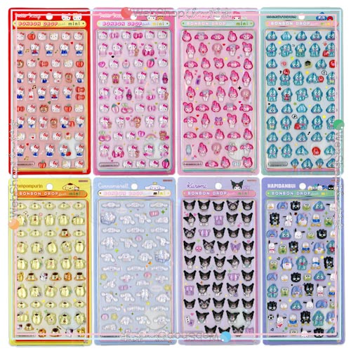 サンスター文具 ボンボンドロップシールmini サンリオキャラクターズ 全8種セット◆新品Ss【即納】