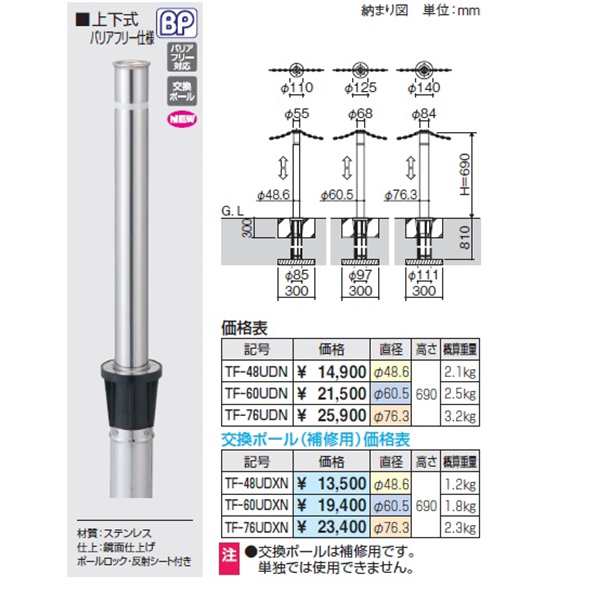 三協アルミ ビポールBP TF-60UDN φ60mm 上下式 チェーン通過タイプ - 2