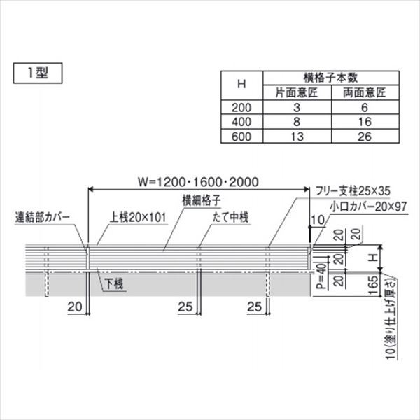 三協アルミ 形材フェンス フィオーレ1型 形材色 本体パネル W20-H02