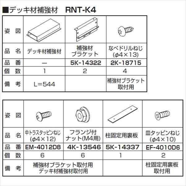 YKKAP リウッドデッキ200 リウッドデッキフェンス デッキ材補強材（先付け用） RNT-K4 ウッドデッ｜au PAY マーケット