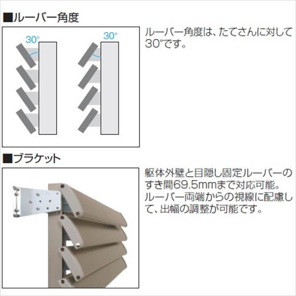三協アルミ　目隠し固定ルーバー　アイフェード2　幅1966mm×高さ737mm　目隠しタイプ - 4