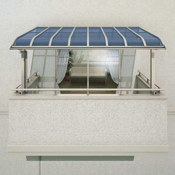 YKK 躯体式バルコニー屋根 ソラリア Bタイプ 柱奥行移動タイプ 1間×7尺 アール型 下止め施工 熱線遮断のサムネイル