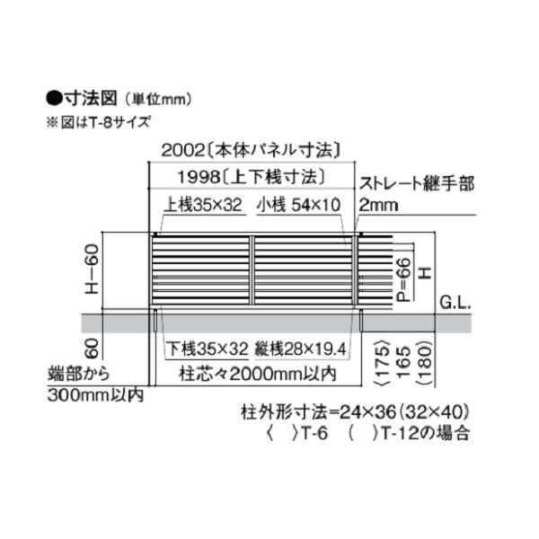 フェンス 外構 diy リクシル フェンスAB YS2型 アルミ形材色 T-6 本体(1枚)