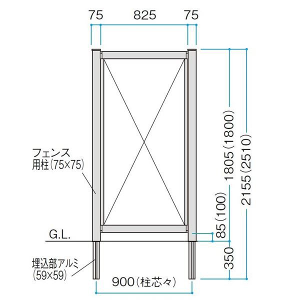 タカショー タカショー エバーエコウッド スリットフェンス (デッキ取付用) H1800 センター ダークブラウン(控え付) デッキ、ウッドデッキ