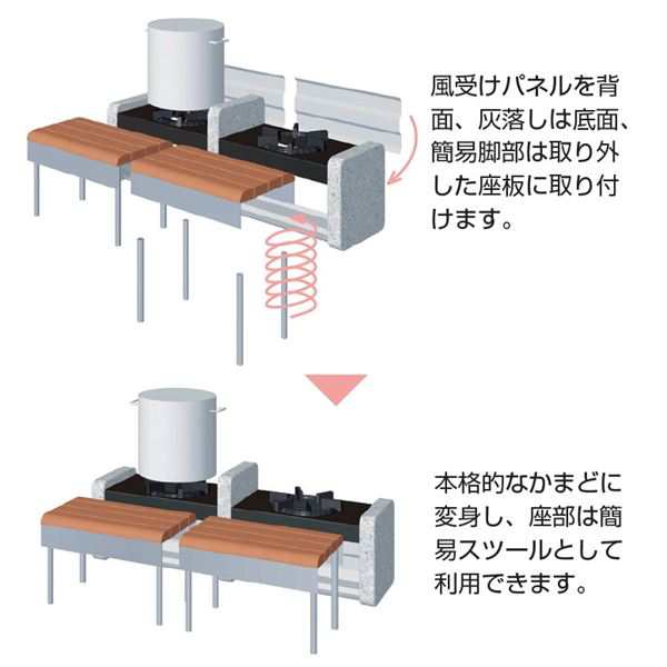 法人様限定』【受注生産品】ニッコー 防災かまどベンチ 擬石研磨タイプ ＃BS-BEK-1 受注生産品のため納の通販はau PAY マーケット  キロWowma!店 au PAY マーケット－通販サイト