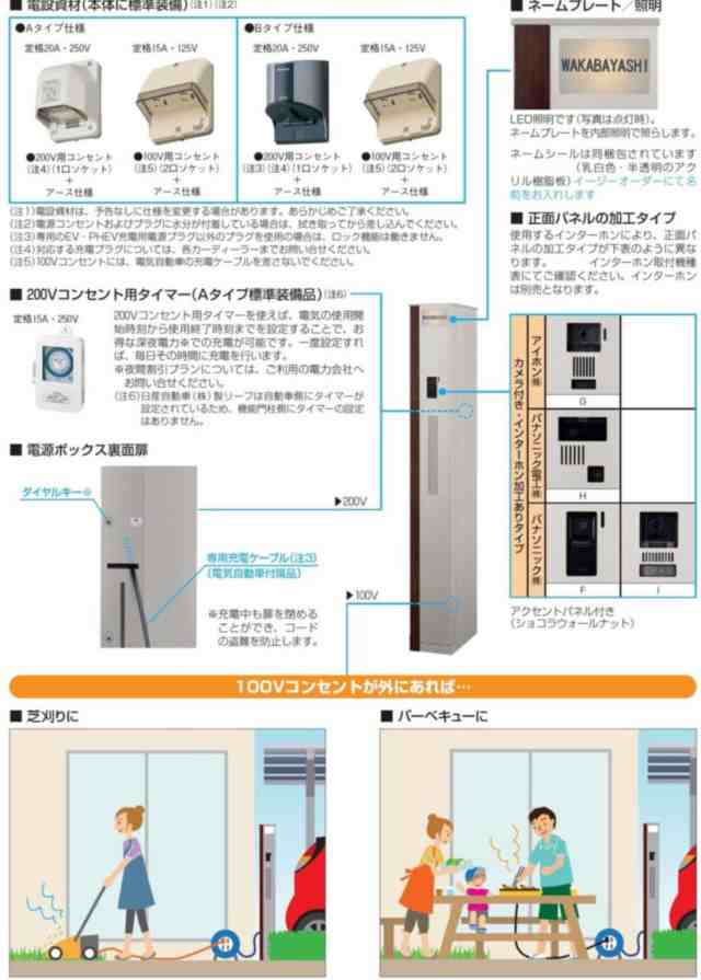 YKKAP エレポルト機能門柱1型（独立仕様） アクセントパネルなし LMB-1