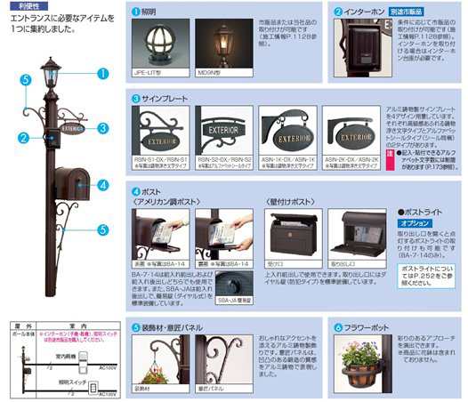 三協アルミ 機能ポール エレニー 組み合わせA ＊表札はネームシール