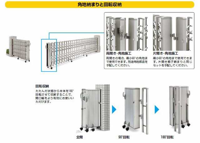 YKKAP 伸縮ゲート レイオス1型（太桟） 片開き 10S H12 PGA-1 『カーゲート 伸縮門扉』 - 1