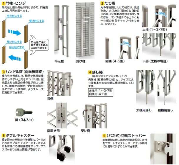 YKKAP 伸縮ゲート レイオス1型（太桟） 片開き 38S H12 PGA-1