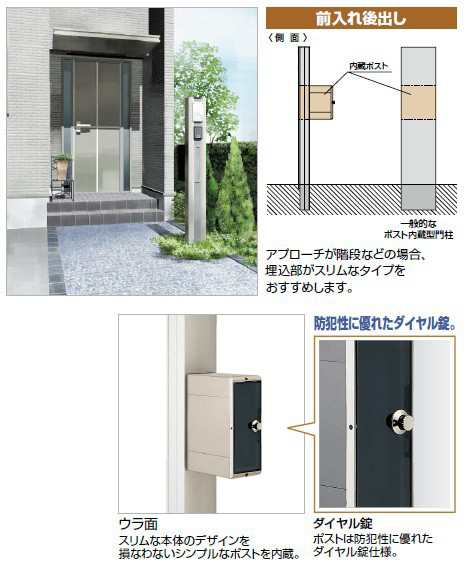 四国化成 クレディ門柱1型 Lタイプ照明付 インターホン無し仕様 『機能門柱 機能ポール』