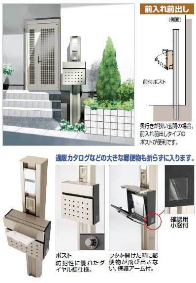 四国化成 クレディ門柱2型 Lタイプ照明付 インターホン取付け用 『機能