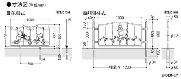 フェンス 外構 おしゃれ リクシル 新日軽 ディズニーフェンス プーさんA型 本体 『アルミフェンス 柵』 ブ