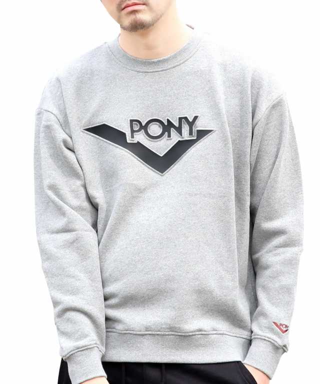 メンズ Pony ポニー 綿100 裏毛 スウェット ブランド ロゴ エンボス