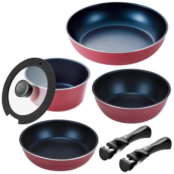 フライパン IH ブルーダイヤモンドコートIH対応クックウェア7点セットA(レッド) HB-5633 の通販は 8,580円