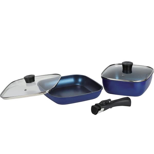 フライパン IH対応 スタックプラス ブルーダイヤモンドコートIH対応クックウェア5点セット スクエア ネイビー HB-5919 の通販は 7,170円