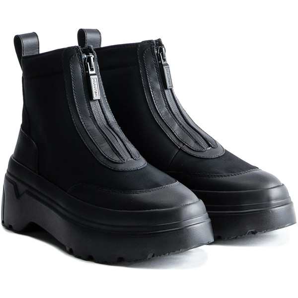 ショートブーツ WOMENS EXPLORER ANKLE ZIP FLATFORM BOOT BLACK 