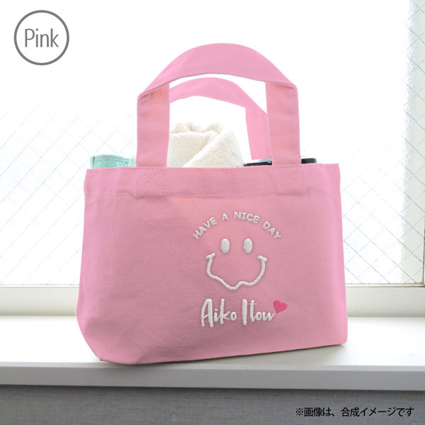 トートバッグ 小 スマイルマーク にこちゃんマーク 名入れ 刺繍
