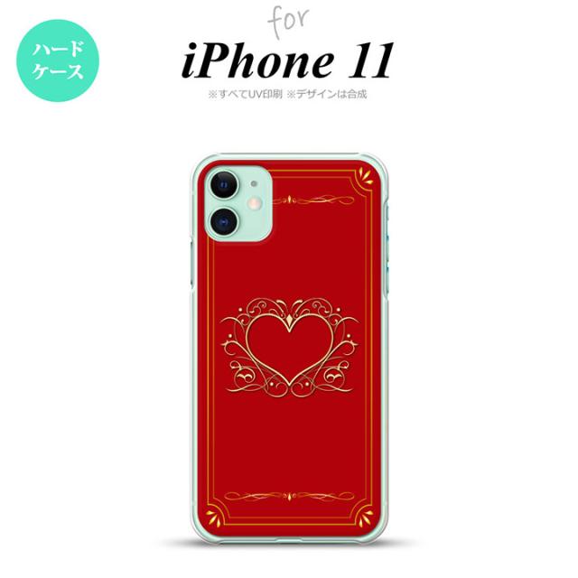 iPhone11 iPhone11 スマホケース ハードケース ハート 飾り 赤 金